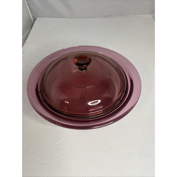 Vision Corning Ware V-31-B - 1 Quart Cranberry Round Casserole Cookware With Lid - Picture 1 of 7